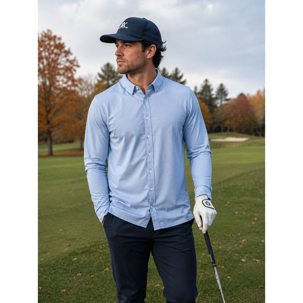 Rhone Commuter Slim Fit Shirt XL Blue Micro Check Italian Fabric Long Sleeve Men